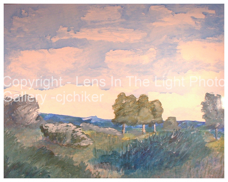 Windswept-Trees-Acrylic-Wash-Painting